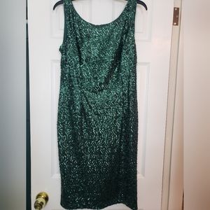 Emerald green sequined dress